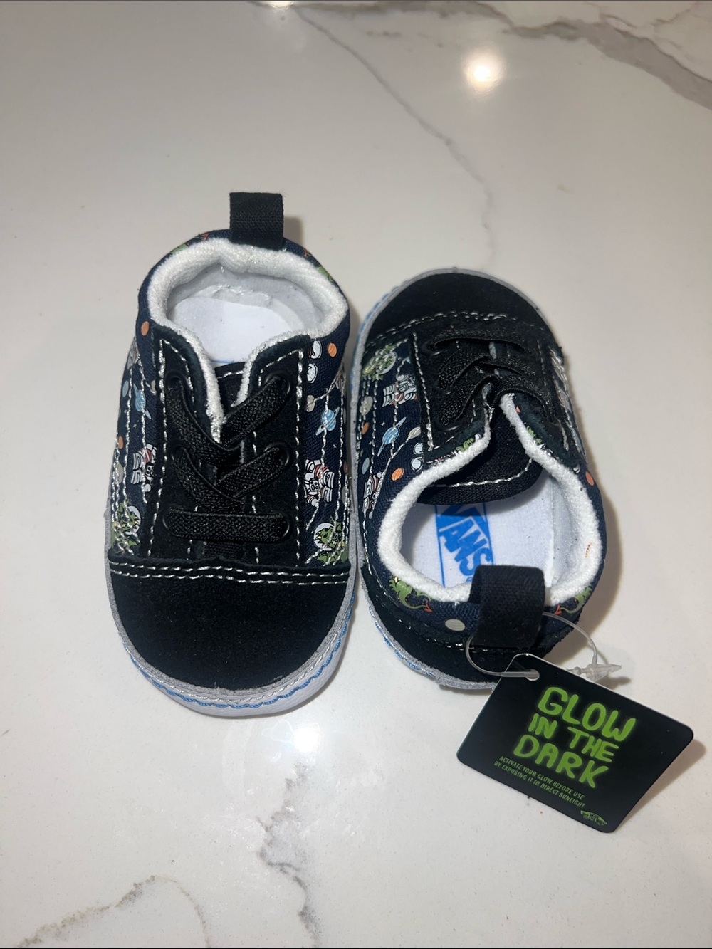 Vans Black Kids Glow-in-the-Dark Floral Skate Shoes